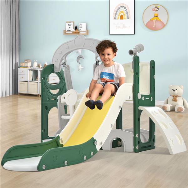 Toddler Slide and Swing Set 5 in 1, Kids Playground Climber Slide Playset with Telescope,  Combination for Babies Indoor & Outdoor