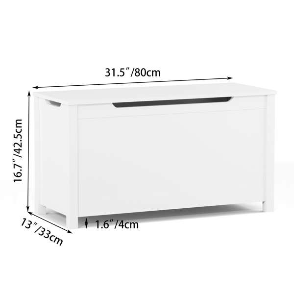 Wooden storage case with safety hinge cover-white