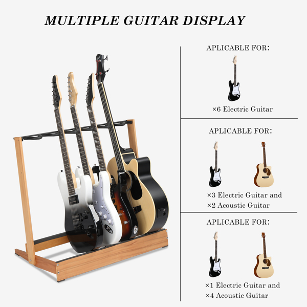 Folding Hardwood With Corrugated Metal Guitar Stand for Electric Guitar, Bass, or Acoustic Guitars,Save Space for Home, Studio