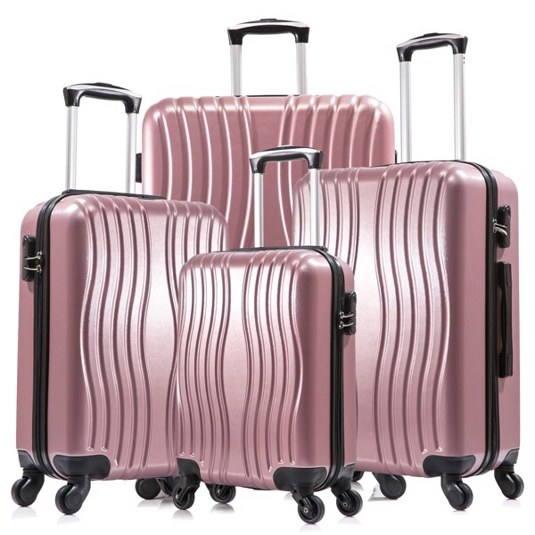 4 Piece Luggage Set PC Material Hard Shell  Suitcase with Spinner Wheels Lightweight Suitcase Set Silver