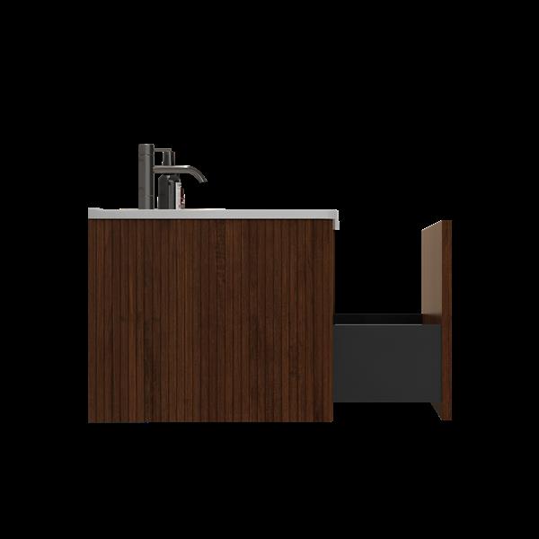 U047-30W-305  30" Striped Walnut Bathroom Vanity with White Ceramic Sink, Wall Mounted Floating Bathroom Vanity for Modern Bathroom, One-Piece White Basin without Drain and Faucet