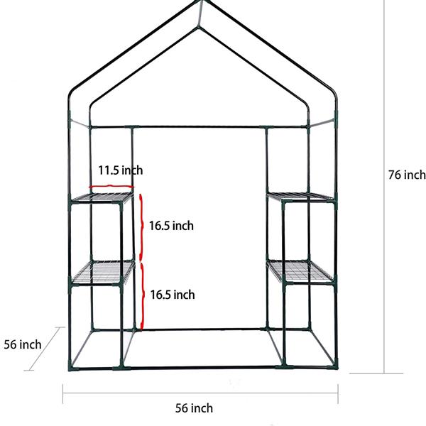 Mini Walk-in Greenhouse Indoor Outdoor -2 Tier 8 Shelves- Portable Plant Gardening Greenhouse (56L x 56W x 76H Inches), Grow Plant Herbs Flowers Hot House