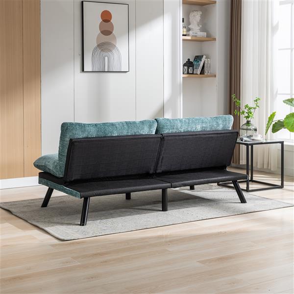 Convertible Sofa Bed  Loveseat Futon Bed Breathable Adjustable Lounge Couch with Metal Legs,Futon Sets for Compact Living Space  Chenille- Mint Green