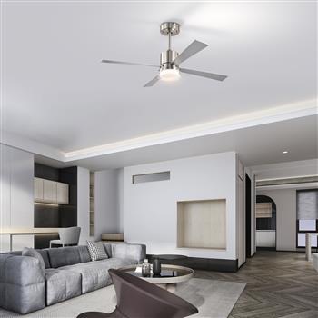 48\\'\\' Ceiling Fans with Lights and Remote,  Low Profile Ceiling Fan( Flush Mount & Hang) 2 installation methods, 3000K-6500K Dimmable  LED Fan Light, White Modern Ceiling Fans with Lights for