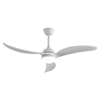 52 Inch Ceiling Fan With Dimmable Led Light 3 Solid Wood Blades Remote Control Reversible DC Motor White For Living Room