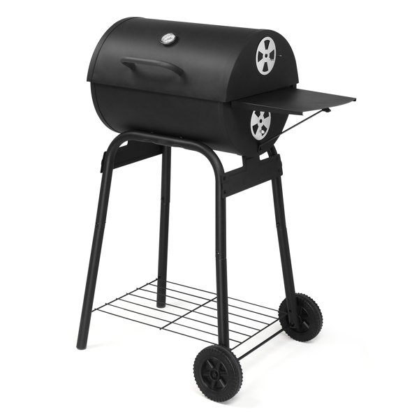 Charcoal Grills Outdoor BBQ Grill, Barrel Charcoal Grill with Side Table and Wheels, for Outdoor Backyard Camping Picnics Patio and Parties