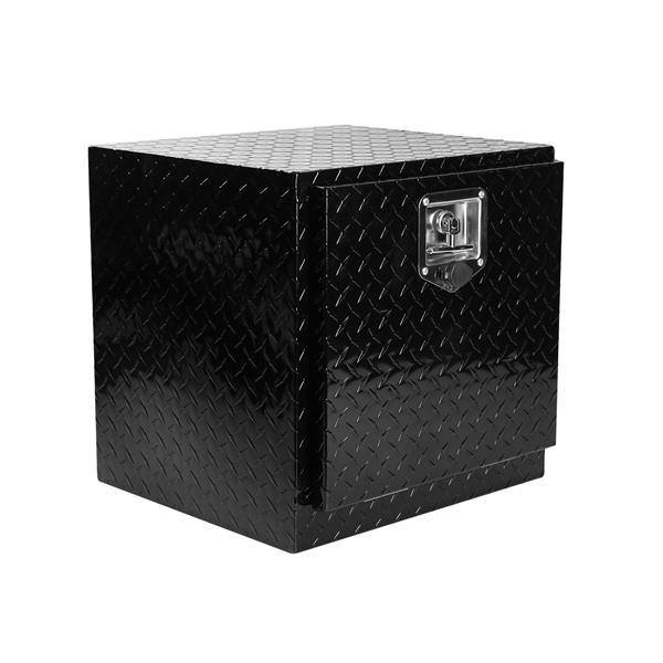 18 Inch Heavy Duty Aluminum Diamond Plate Tool Underbody Box, Waterproof Square Truck Storage Organizer Chest for Pick Up Truck Bed, RV Trailer with T-Handle Lock and Keys 18"(17.9"×17.1"×17.9")