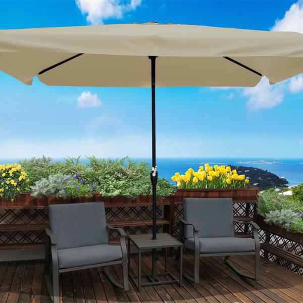 10 x 6.5ft Rectangular Patio Umbrella Outdoor Market  Umbrellas with Crank and Push Button Tilt for Garden   Swimming Pool Market