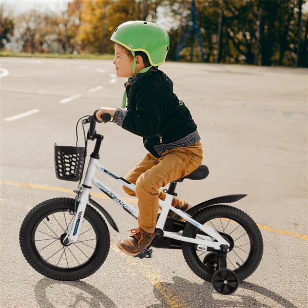 Kids Bike 16 inch for Boys & Girls with Training Wheels, Freestyle Kids' Bicycle with Bell,Basket and fender.