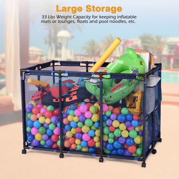 Pool Storage Bin，Pool hanging storage bag，Holder for Noodles, Toys, Floats, Towels, Mesh Organizer for Swimming Equipments（No shipments on weekends）