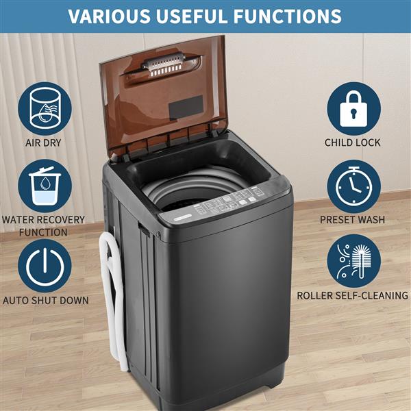 Compact home automatic washer, Maximum 2.3Cu.ft. of laundry, 8 water levels/10 programs for apartments, college dorms, RVs, camping and other places where space is limited