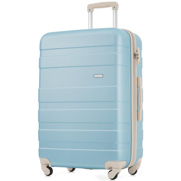 Luggage Sets New Model Expandable ABS Hardshell 3pcs Clearance Luggage Hardside Lightweight Durable Suitcase sets Spinner Wheels Suitcase with TSA Lock 20''24''28''( golden blue and beige)