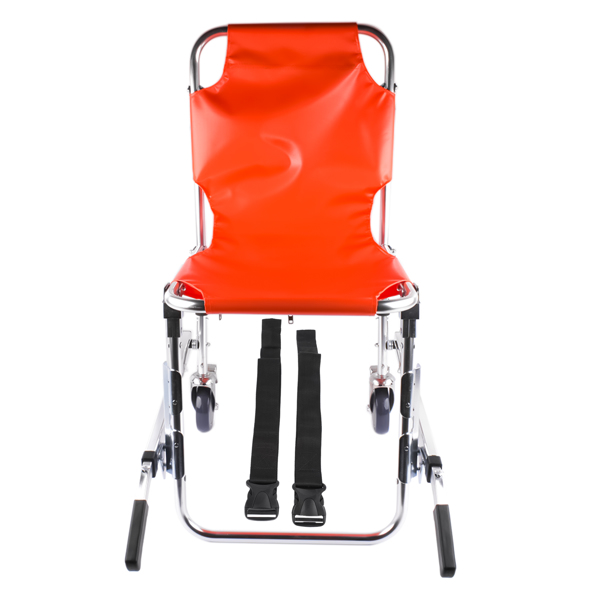 Foldable Lightweight EMS Stair Chair with Brake, Medical Emergency Evacuation Lifting Climbing Wheelchair Two Wheel Orange