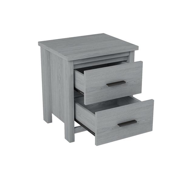 Vintage Two Drawer Wooden Nightstand, Simple and Generous, Large Storage Space,Light Gray