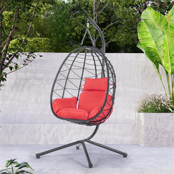 Egg Chair with Stand Indoor Outdoor Swing Chair Patio Wicker Hanging Egg Chair Hanging Basket Chair Hammock Chair with Stand for Bedroom Living Room Balcony