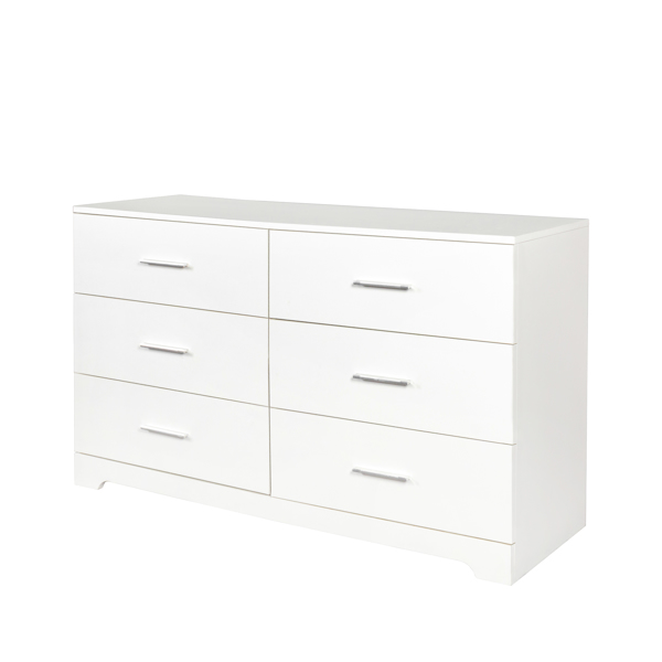 FCH 6 Drawer Double Dresser for Bedroom, Wide Storage Cabinet for Living Room Home Entryway, White