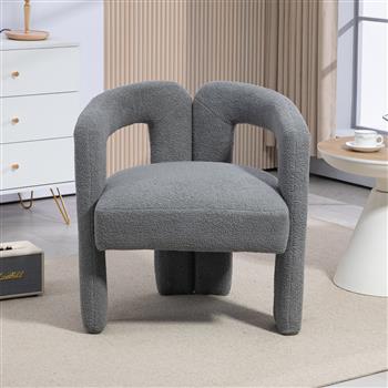 Teddy fabric modern design dining chair,open-Back ,modren kitchen armchair for Dinging Room(GREY)