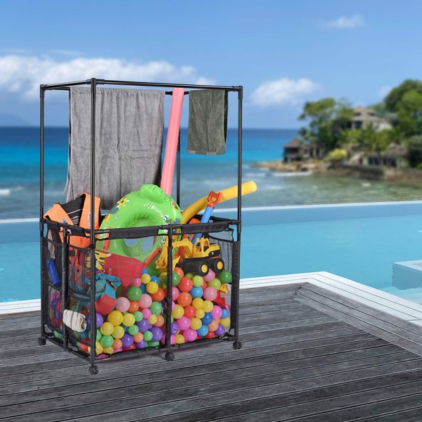 Pool Storage Bin，Pool hanging storage bag，Holder for Noodles, Toys, Floats, Towels, Mesh Organizer for Swimming Equipments（ No shipping on weekends.）