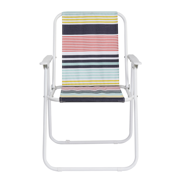 Folding Beach Chair, Lightweight Beach Chair with High Back, Portable Foldable Camping Chair Lawn Chair with Hard Armrest, Colorful Stripes