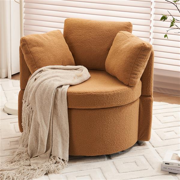 Fabric Swivel And Storage Chair With Back Cushion For Living Room,Khaki