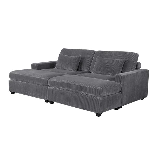 90'' Square Arm Sofa with Removable Back Cushions and 2 pillows,Couch for Living Room, Office, Apartment