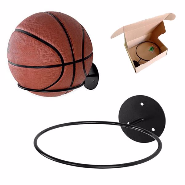 Wall Mounted Football Holder Metal Storage Rack Basketball Soccer Hat Stand 2PCS