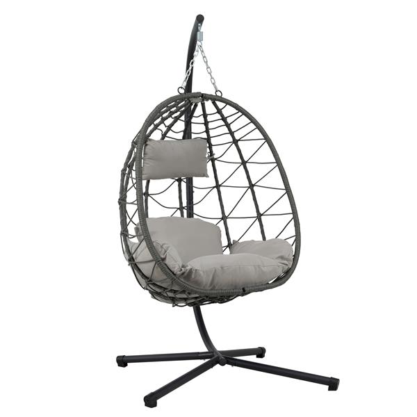 Egg Chair with Stand Indoor Outdoor Swing Chair Patio Wicker Hanging Egg Chair Hanging Basket Chair with Stand for Bedroom Living Room Balcony