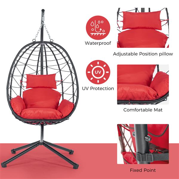 Egg Chair with Stand Indoor Outdoor Swing Chair Patio Wicker Hanging Egg Chair Hanging Basket Chair Hammock Chair with Stand for Bedroom Living Room Balcony