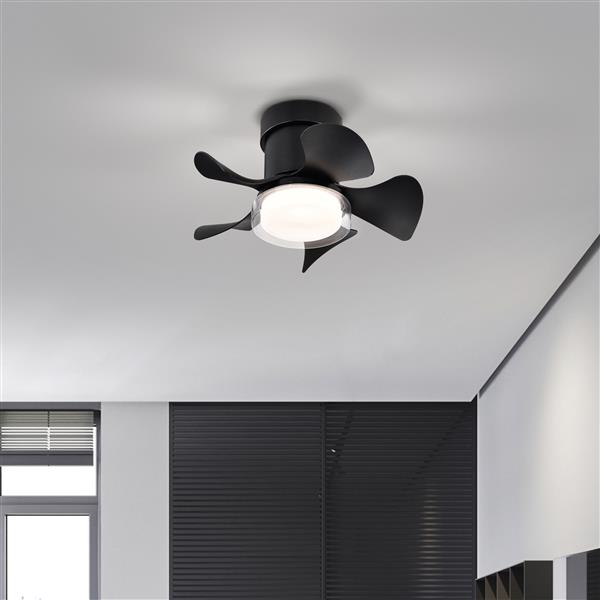 21''  low noise matte black abs blade remote ceiling fan with led light for Kitchen Bedroom Dining room Toilet Patio (Matt Black)