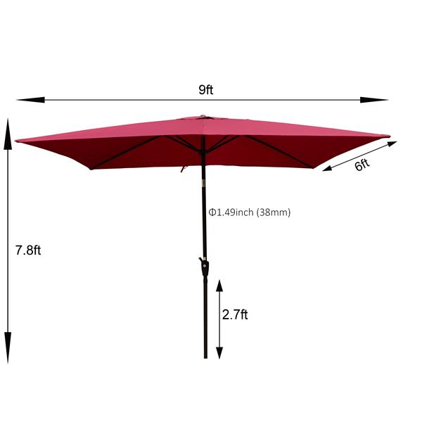 6 x 9ft  Patio Umbrella Outdoor  Waterproof Umbrella with Crank and Push Button Tilt without flap for Garden Backyard Pool  Swimming Pool Market