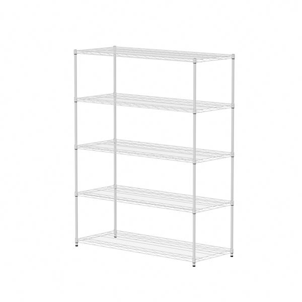 Warehouse, supermarket, kitchen, and other 5-layer heavy-duty adjustable shelves with wheels and adjustable feet, each metal frame bearing 300 pounds. 59.45 "L × 24.02 "W × 71.65 "H,White