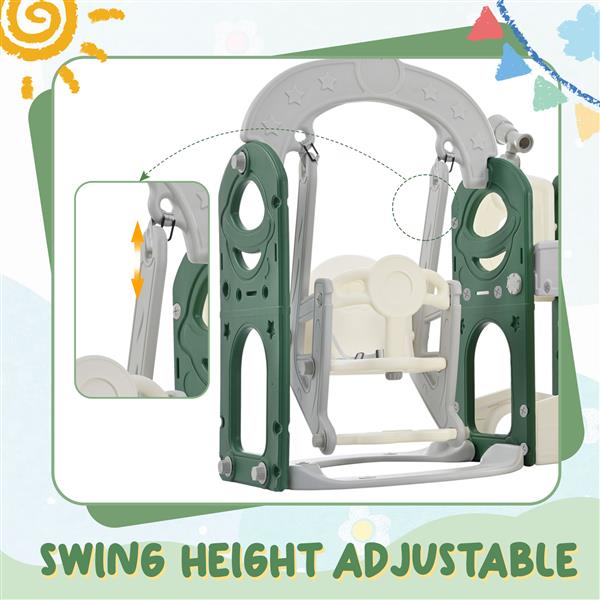 Toddler Slide and Swing Set 5 in 1, Kids Playground Climber Slide Playset with Telescope,  Combination for Babies Indoor & Outdoor