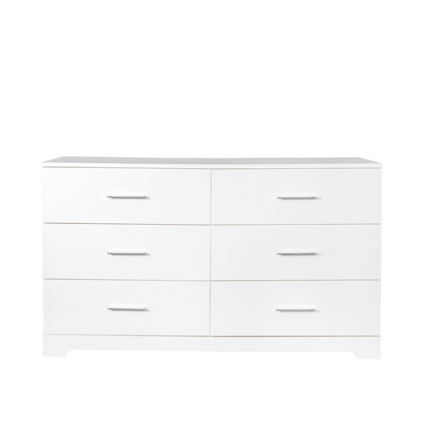 FCH 6 Drawer Double Dresser for Bedroom, Wide Storage Cabinet for Living Room Home Entryway, White