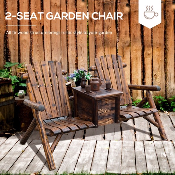 Wooden Chair Loveseat with Inset Ice Bucket  Garden chairs/courtyard chairs