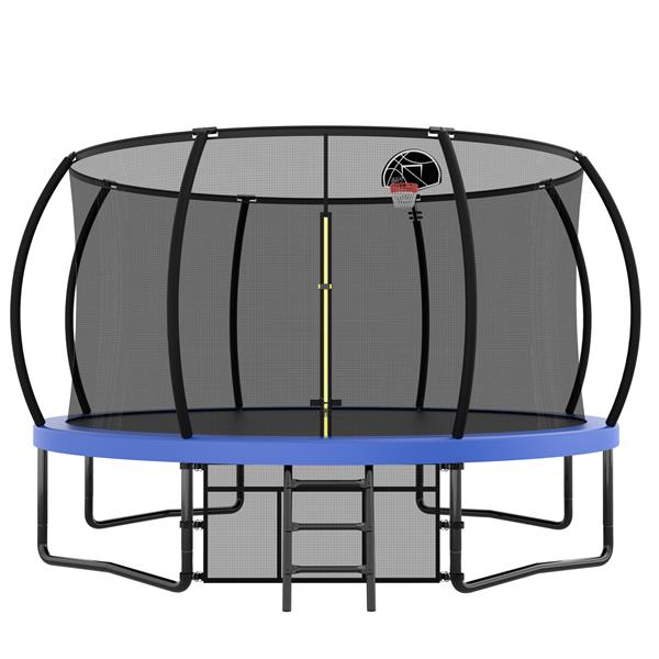 14FT Recreational Kids Trampoline with Safety Enclosure Net & Ladder, Outdoor Recreational Trampolines