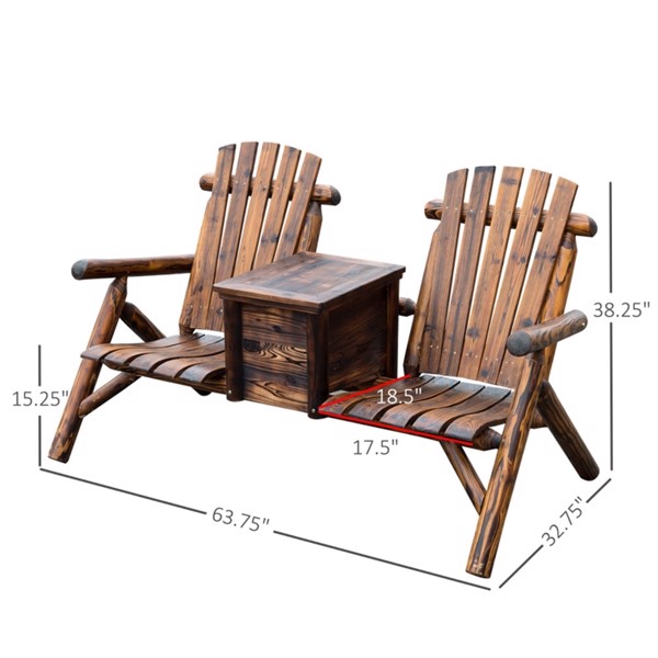 Wooden Chair Loveseat with Inset Ice Bucket  Garden chairs/courtyard chairs