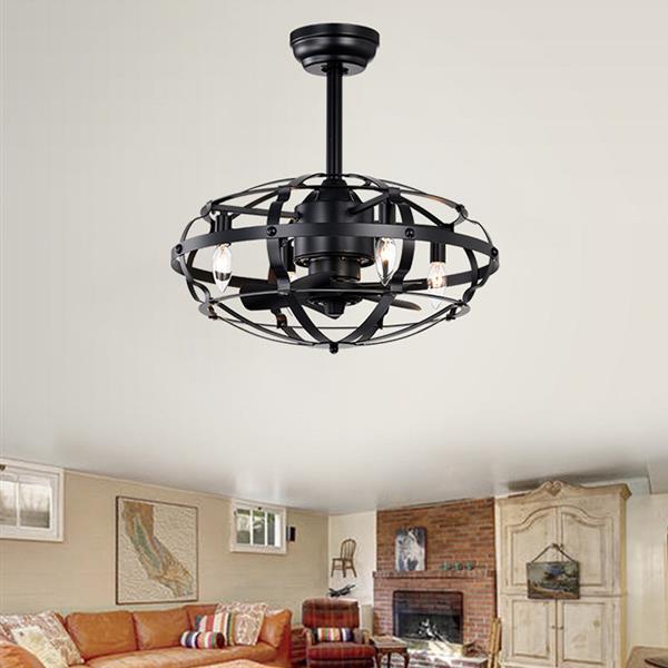 Hot Sell Industrial Ceiling Fan Light Kit for Living Room Bedroom Kitchen and Bladeless Caged Ceiling Fan with Lights