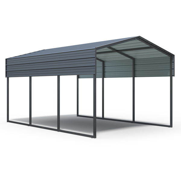 10x15 FT Metal Carport Heavy Duty with Reinforced Frame, Outdoor Garage Multi-Use Shelter Canopy Car Shelter for Pickup, Boat, Car and Tractors