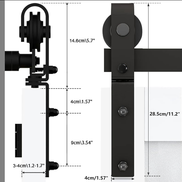 60" Bi-Folding Sliding Barn Door Hardware Kit for 4 Doors,Smoothly&Quietly,Black Track J Shape Roller-[Doors not Included]