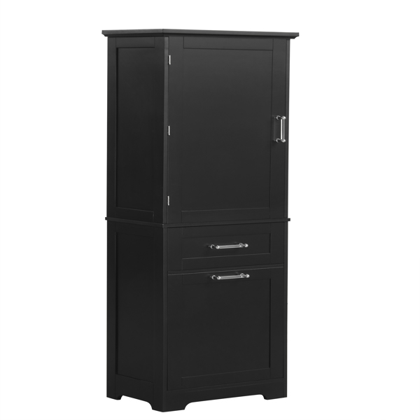 Tall Bathroom Storage Cabinet,  Storage Cabinet with Two Different Size Drawers and Adjustable Shelf, MDF Board with Painted Finish, Black