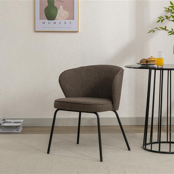 041-Set of 1 Fabric Dining Chair With Black Metal Legs,Dark Brown