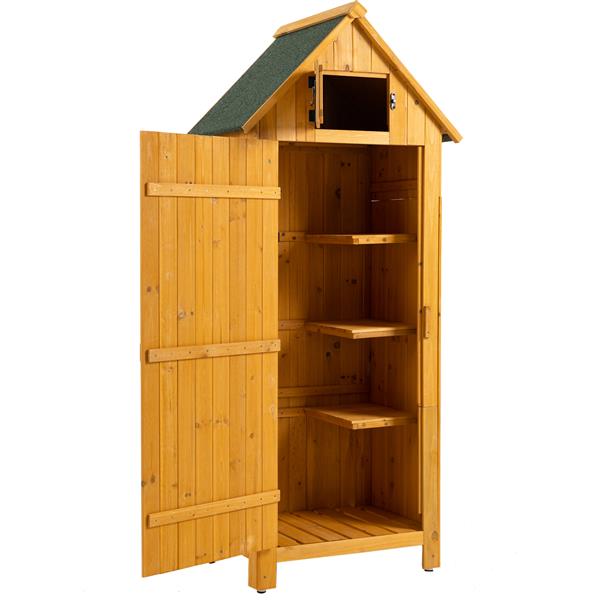 30.3"L X 21.3"W X 70.5"H Outdoor Storage Cabinet Tool Shed Wooden Garden Shed  Natural