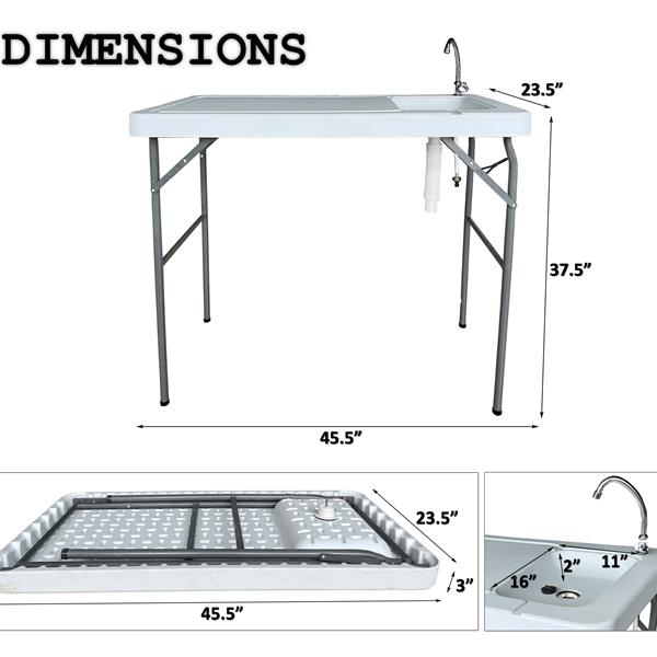 Outdoor Fish and Game Cutting Cleaning Table w/Sink and Faucet