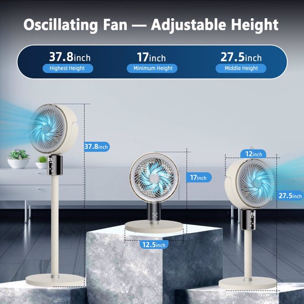 Standing Fan with Remote, Fans Oscillating with 12H Timer, 36-50db Floor Fans for Home Bedroom, Pedestal Fan Oscillating with 3 Speeds, Touch+Remote Control, 70°+90°(Amazon Walmart banned)