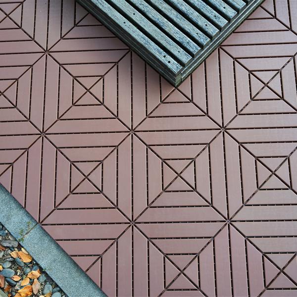 Plastic Interlocking Deck Tiles,44 Pack Patio Deck Tiles,12"x12" Square Waterproof Outdoor All Weather Use, Patio Decking Tiles for Poolside Balcony Backyard, Brown