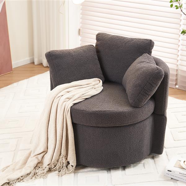 Fabric Swivel And Storage Chair With Back Cushion For Living Room,Dark Gray