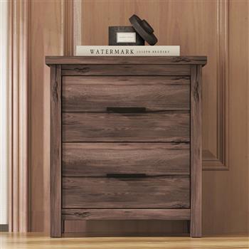 Vintage Two Drawer Nightstand, Simple and Generous Storage Space,Dark Walnut