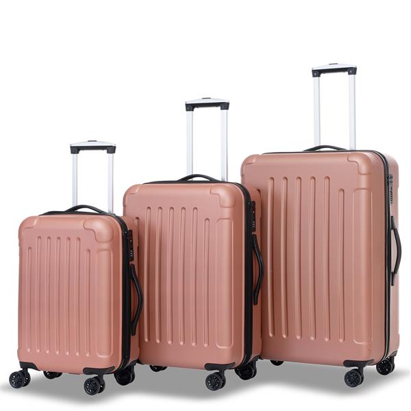 Luggage Sets ABS+PC Hardshell 3pcs Clearance Luggage Hardside Lightweight Durable Suitcase sets Spinner Wheels Suitcase with TSA Lock (20/24/28),ROSEGOLD