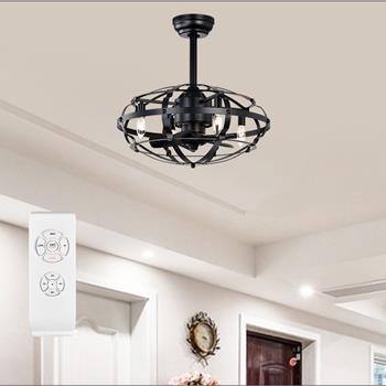 Hot Sell Industrial Ceiling Fan Light Kit for Living Room Bedroom Kitchen and Bladeless Caged Ceiling Fan with Lights