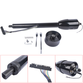 28\\" Black Stainless Tilt Steering Column Manual Floor Shift No Key with Adapter